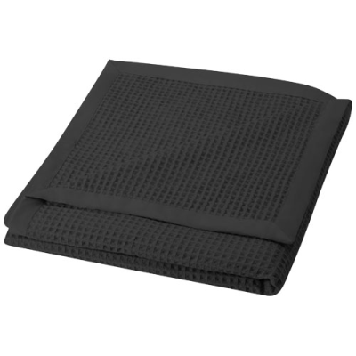 Picture of ABELE 150 x 140 CM COTTON WAFFLE BLANKET in Solid Black.