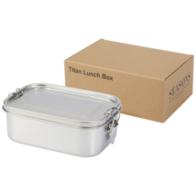 Picture of TITAN RECYCLED STAINLESS STEEL METAL LUNCH BOX in Silver.