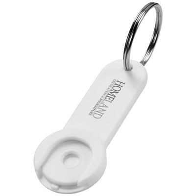 Picture of SHOPPY COIN HOLDER KEYRING CHAIN in White Solid