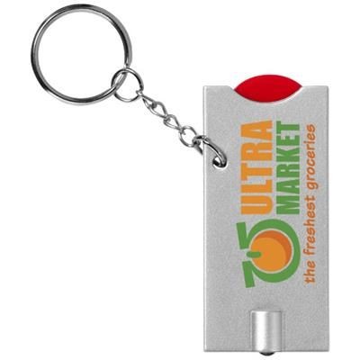 Picture of ALLEGRO LED KEYRING CHAIN LIGHT with Coin Holder in Red-silver