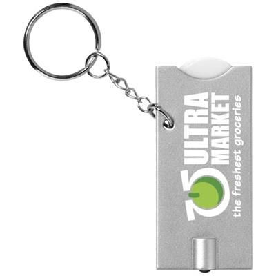 Picture of ALLEGRO LED KEYRING CHAIN LIGHT with Coin Holder in White Solid-silver