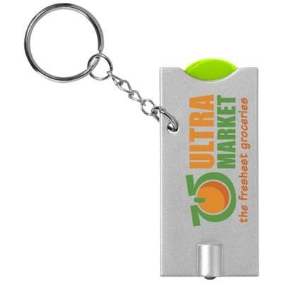 Picture of ALLEGRO LED KEYRING CHAIN LIGHT with Coin Holder in Lime-silver