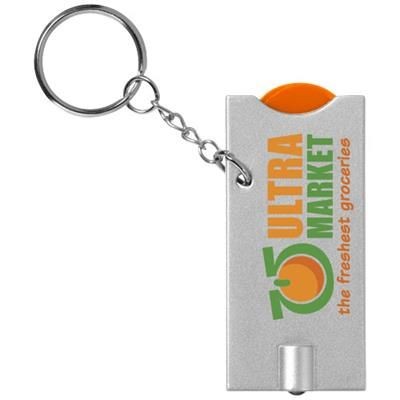 Picture of ALLEGRO LED KEYRING CHAIN LIGHT with Coin Holder in Orange-silver