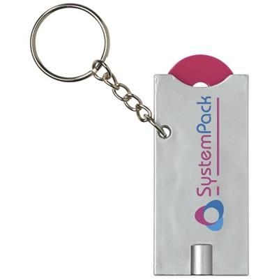 Picture of ALLEGRO LED KEYRING CHAIN LIGHT with Coin Holder in Magenta-silver