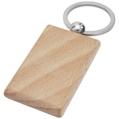 Picture of GIAN BEECH WOOD WOOD RECTANGULAR KEYRING CHAIN in Natural.