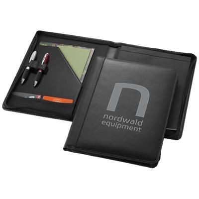 Picture of HARVARD A4 LEATHER ZIPPERED PORTFOLIO in Black Solid