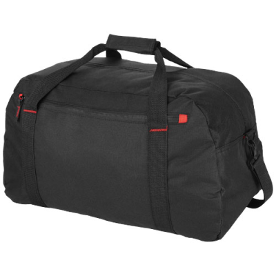 Picture of VANCOUVER TRAVEL DUFFLE BAG 35L in Solid Black & Red.