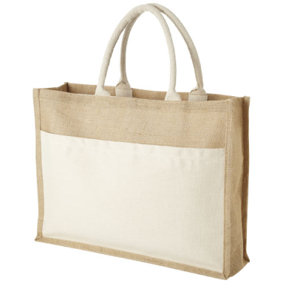 Picture of MUMBAY COTTON POCKET JUTE TOTE BAG 18L in Natural & Natural