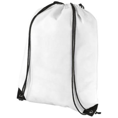 EVERGREEN NON-WOVEN DRAWSTRING BACKPACK RUCKSACK 5L in White.