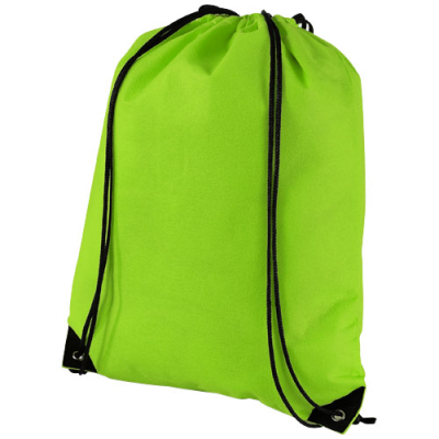 EVERGREEN NON-WOVEN DRAWSTRING BACKPACK RUCKSACK 5L in Lime.