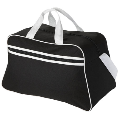 Picture of SAN JOSE 2-STRIPE SPORTS DUFFLE BAG 30L in Solid Black & White