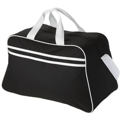 Picture of SAN JOSE 2-STRIPE SPORTS DUFFLE BAG 30L in Solid Black & White.