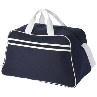 Picture of SAN JOSE 2-STRIPE SPORTS DUFFLE BAG 30L in Navy & White.