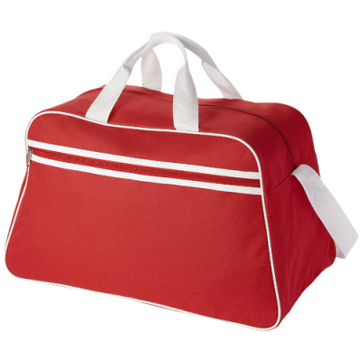 Picture of SAN JOSE 2-STRIPE SPORTS DUFFLE BAG 30L in Red & White.