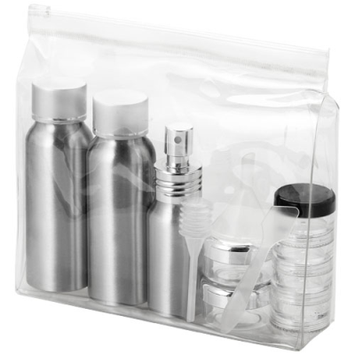 Picture of FRANKFURT AIRLINE APPROVED ALUMINIUM METAL TRAVEL BOTTLE SET in Silver