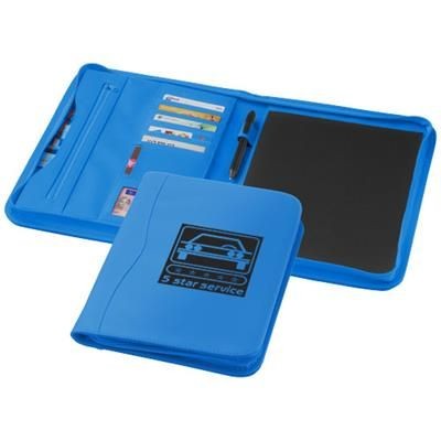 Picture of EBONY A4 ZIPPERED PORTFOLIO in Aqua Blue