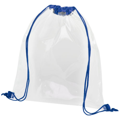 Picture of LANCASTER CLEAR TRANSPARENT DRAWSTRING BAG 5L in Royal Blue & Clear Transparent Clear Transparent.