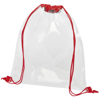 Picture of LANCASTER CLEAR TRANSPARENT DRAWSTRING BAG 5L in Red & Clear Transparent Clear Transparent.