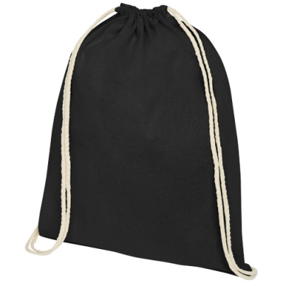 Picture of OREGON 100 G & M² COTTON DRAWSTRING BACKPACK RUCKSACK 5L in Solid Black.