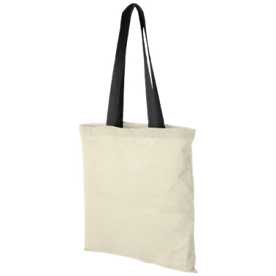 NEVADA 100 G & M² COTTON TOTE BAG COLOUR HANDLES 7L in Natural & Solid Black.