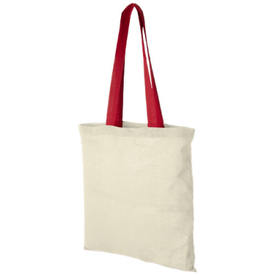 NEVADA 100 G & M² COTTON TOTE BAG COLOUR HANDLES 7L in Natural & Red.