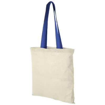 Picture of NEVADA 100 G-M² COTTON TOTE BAG COLOUR HANDLES in Natural-royal Blue