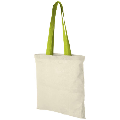 Picture of NEVADA 100 G-M² COTTON TOTE BAG COLOUR HANDLES in Natural-apple Green