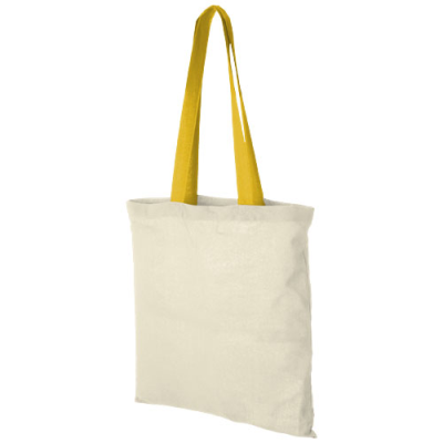 Picture of NEVADA 100 G & M² COTTON TOTE BAG COLOUR HANDLES 7L in Natural & Yellow.