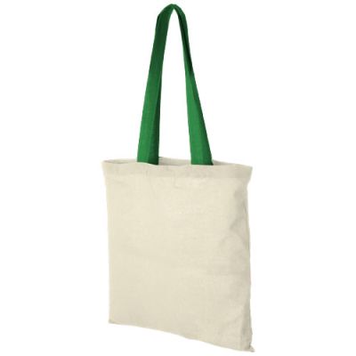 Picture of NEVADA 100 G & M² COTTON TOTE BAG COLOUR HANDLES 7L in Natural & Bright Green
