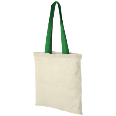 Picture of NEVADA 100 G & M² COTTON TOTE BAG COLOUR HANDLES 7L in Natural & Bright Green.