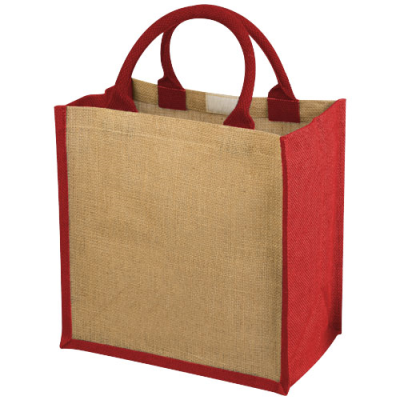 Picture of CHENNAI JUTE TOTE BAG 16L in Natural & Red