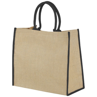 Picture of HARRY COLOUR EDGE JUTE TOTE BAG 25L in Natural & Solid Black