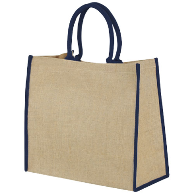 Picture of HARRY COLOUR EDGE JUTE TOTE BAG 25L in Natural & Navy