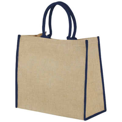 Picture of HARRY COLOUR EDGE JUTE TOTE BAG 25L in Natural & Navy.