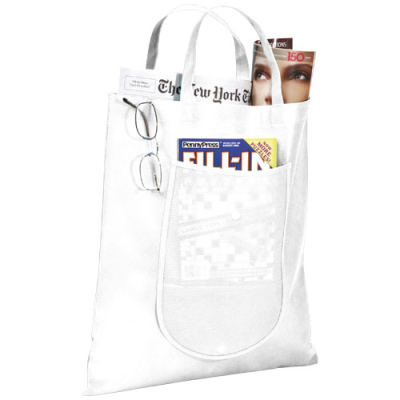 Picture of MAPLE BUTTONED FOLDING NON-WOVEN TOTE BAG in White Solid