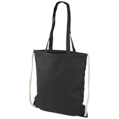 Picture of ELIZA 240 G & M² COTTON DRAWSTRING BACKPACK RUCKSACK 6L in Solid Black.