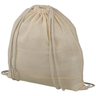 Picture of MAINE MESH COTTON DRAWSTRING BACKPACK RUCKSACK 5L in Natural.