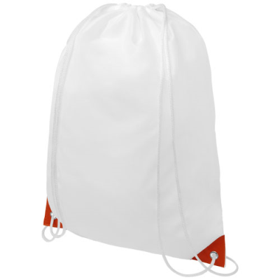ORIOLE DRAWSTRING BACKPACK RUCKSACK with Colour Corners 5L in White & Orange.