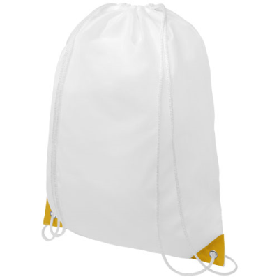Picture of ORIOLE DRAWSTRING BACKPACK RUCKSACK with Colour Corners 5L in White & Yellow