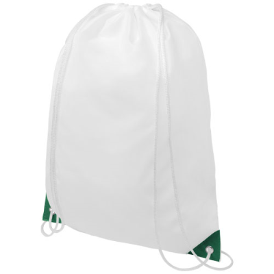 ORIOLE DRAWSTRING BACKPACK RUCKSACK with Colour Corners 5L in White & Green.