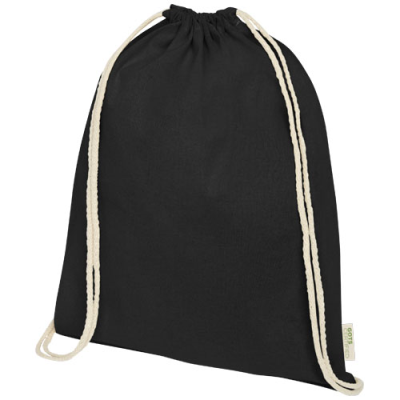 Picture of ORISSA 100 G & M² GOTS ORGANIC COTTON DRAWSTRING BACKPACK RUCKSACK 5L in Solid Black.