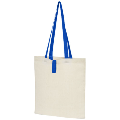 Picture of NEVADA 100G COTTON FOLDING TOTE BAG in Natural & Royal Blue