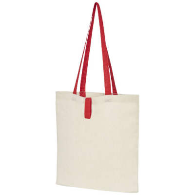 Picture of NEVADA 100G COTTON FOLDING TOTE BAG in Natural & Red