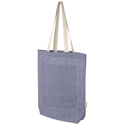 Picture of PHEEBS 150 G & M² RECYCLED COTTON TOTE BAG with Front Pocket 9L in Heather Blue.