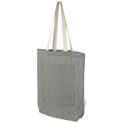 Picture of PHEEBS 150 G & M² RECYCLED COTTON TOTE BAG with Front Pocket 9L in Heather Black.