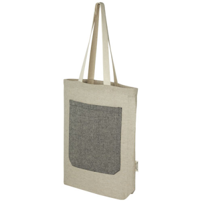 Picture of PHEEBS 150 G & M² RECYCLED COTTON TOTE BAG with Front Pocket 9L in Natural & Heather Black.