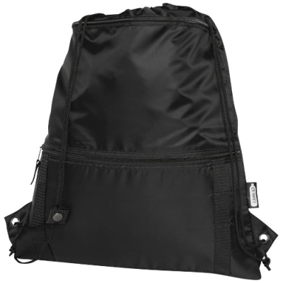 Picture of ADVENTURE RECYCLED THERMAL INSULATED DRAWSTRING BAG 9L in Solid Black.