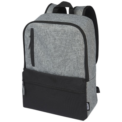 Picture of RECLAIM 15 INCH GRS RECYCLED TWO-TONE LAPTOP BACKPACK RUCKSACK 14L in Solid Black & Heather Grey.