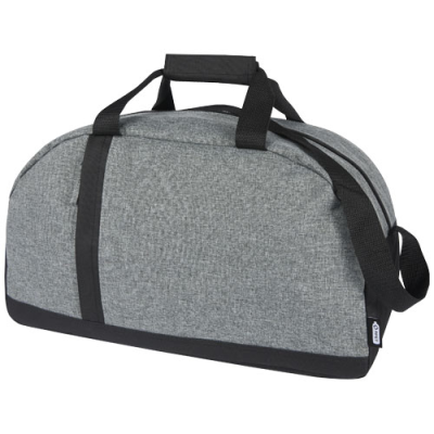 Picture of RECLAIM GRS RECYCLED TWO-TONE SPORTS DUFFLE BAG 21L in Solid Black & Heather Grey.