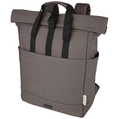 Picture of JOEY 15” GRS RECYCLED CANVAS ROLLTOP LAPTOP BACKPACK RUCKSACK 15L in Grey.